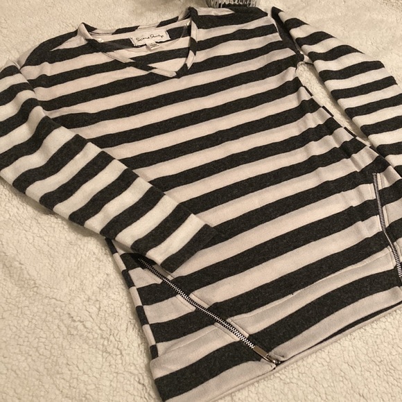 French Laundry | Women’s V-Neck Striped Long Sleeve Tunic - Picture 3 of 5